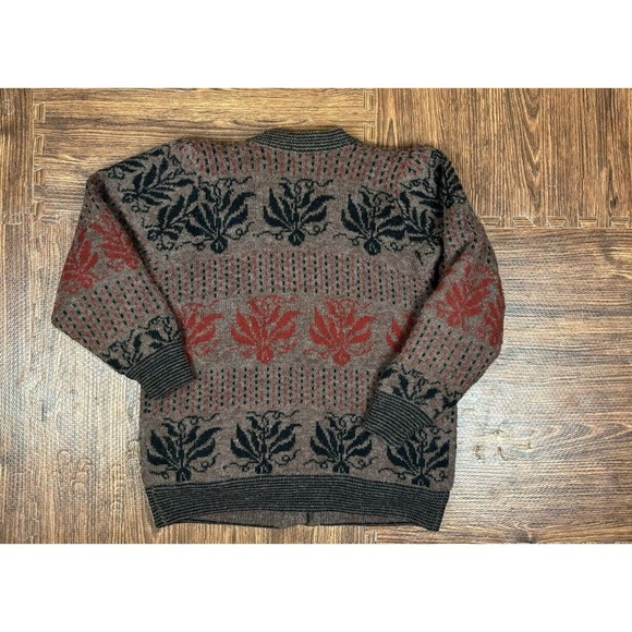 Vintage 80s Puffy Cozy Button Up Cardigan Sweater By Lung Kong Icelandic Style - Picture 6 of 9